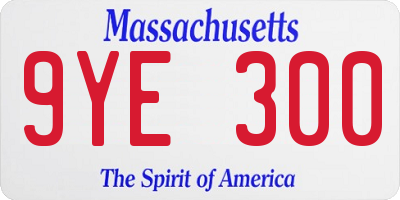 MA license plate 9YE300