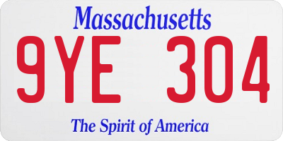 MA license plate 9YE304