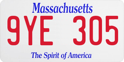 MA license plate 9YE305