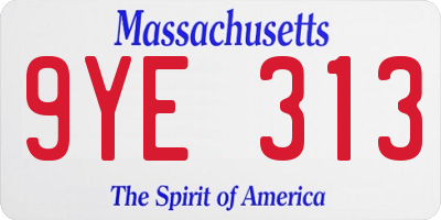 MA license plate 9YE313