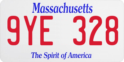 MA license plate 9YE328