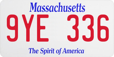 MA license plate 9YE336