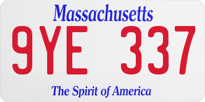 MA license plate 9YE337