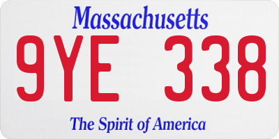 MA license plate 9YE338