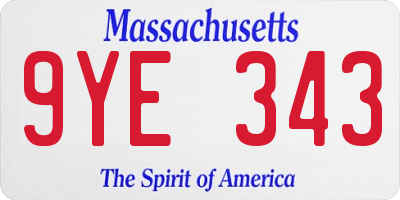 MA license plate 9YE343