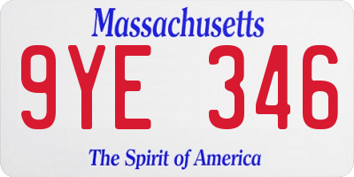 MA license plate 9YE346