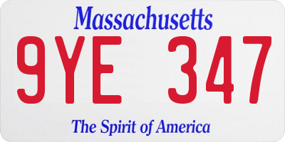 MA license plate 9YE347