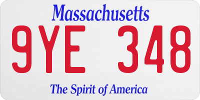 MA license plate 9YE348