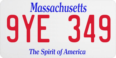 MA license plate 9YE349