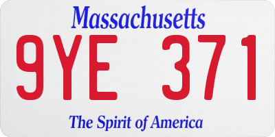 MA license plate 9YE371