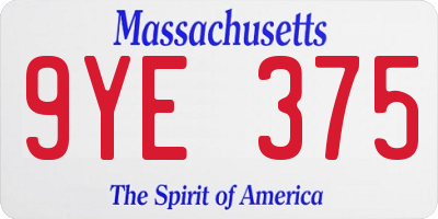 MA license plate 9YE375