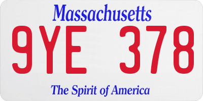 MA license plate 9YE378