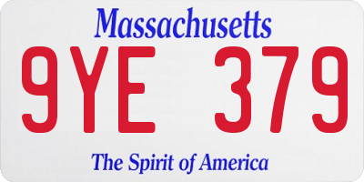 MA license plate 9YE379