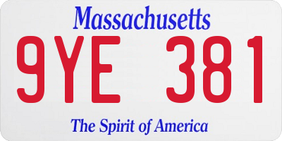 MA license plate 9YE381