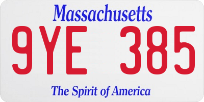 MA license plate 9YE385