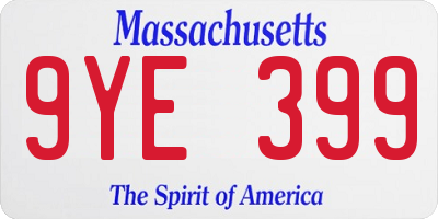 MA license plate 9YE399