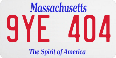 MA license plate 9YE404