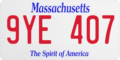 MA license plate 9YE407