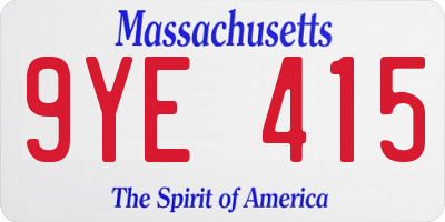 MA license plate 9YE415