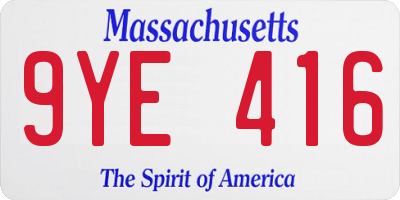 MA license plate 9YE416