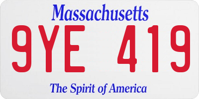 MA license plate 9YE419