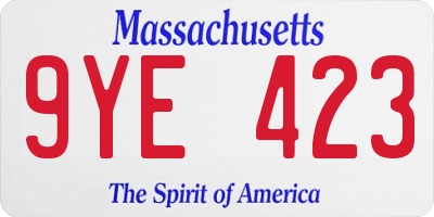 MA license plate 9YE423