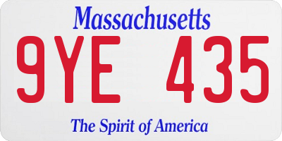 MA license plate 9YE435