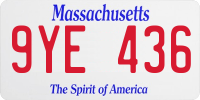 MA license plate 9YE436