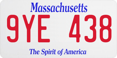 MA license plate 9YE438