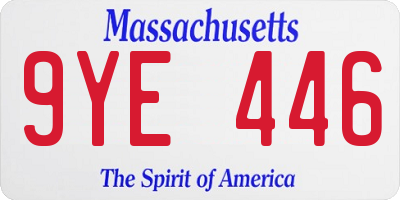 MA license plate 9YE446