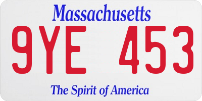 MA license plate 9YE453