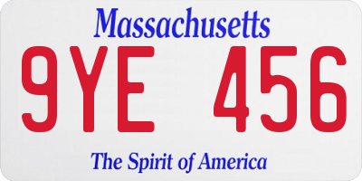 MA license plate 9YE456