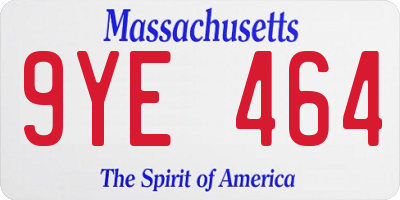 MA license plate 9YE464