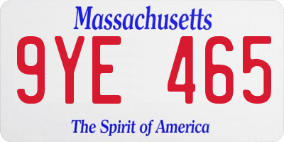 MA license plate 9YE465