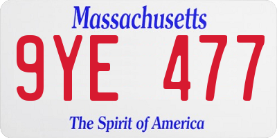 MA license plate 9YE477