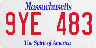 MA license plate 9YE483