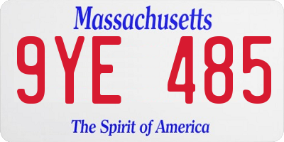 MA license plate 9YE485