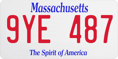 MA license plate 9YE487