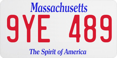 MA license plate 9YE489