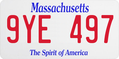 MA license plate 9YE497