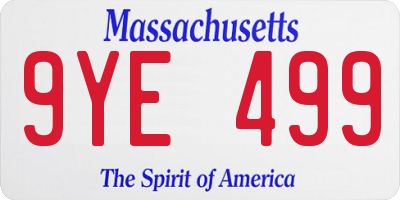 MA license plate 9YE499