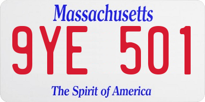 MA license plate 9YE501