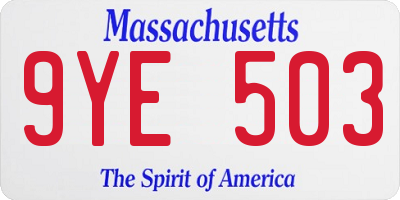 MA license plate 9YE503