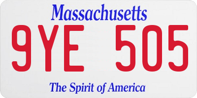 MA license plate 9YE505