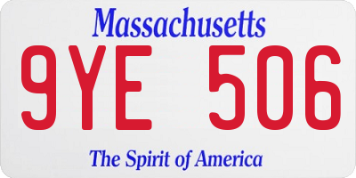 MA license plate 9YE506