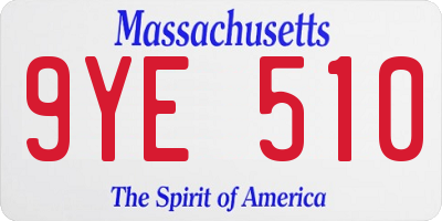 MA license plate 9YE510