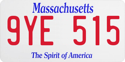 MA license plate 9YE515