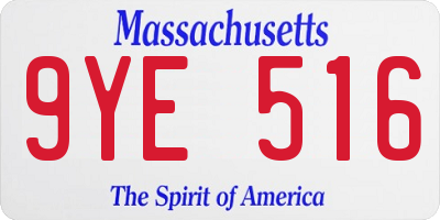 MA license plate 9YE516