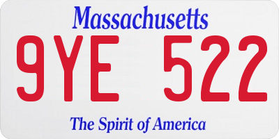 MA license plate 9YE522