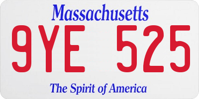MA license plate 9YE525